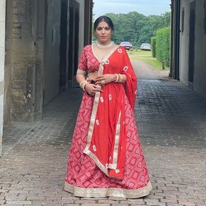 Orange Indian 3 piece outfit. Light weight